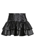 Grunge Lace Up Pu Leather Skirt H115324