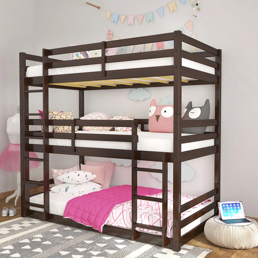 White Wood Convertible Bunk Bed J973