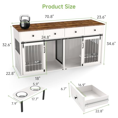 White Wooden Dog Crate Furniture with 2 Drawers O19143