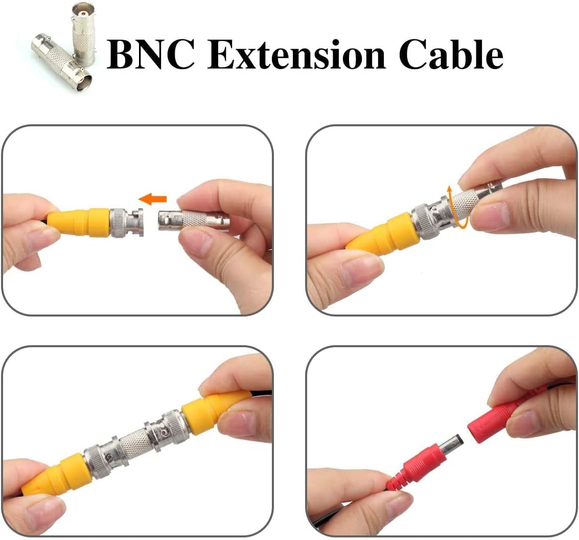200ft 4Pack Siamese Video and Power Security Camera Cable with 2 Female Connectors A7567