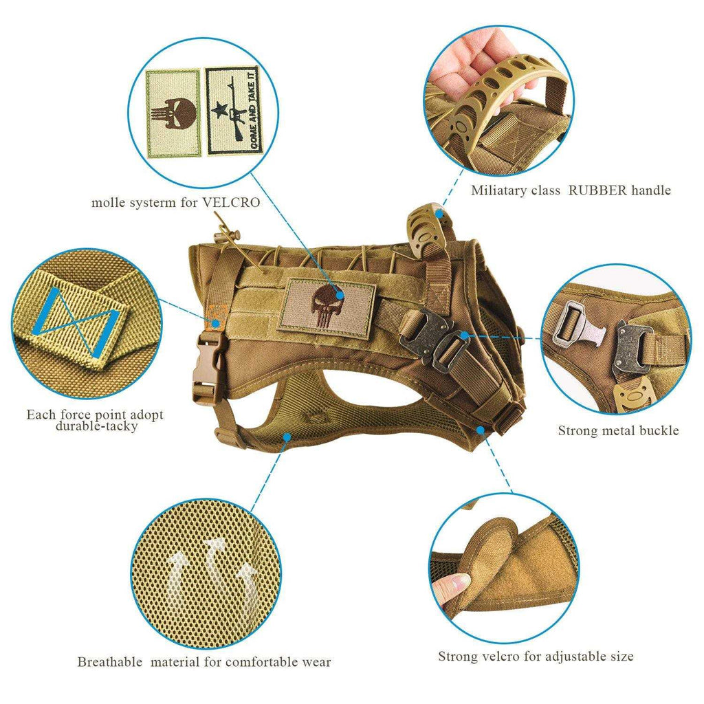 Tactical Service Dog Vest Harness with Rubber Handle & Metal K634030