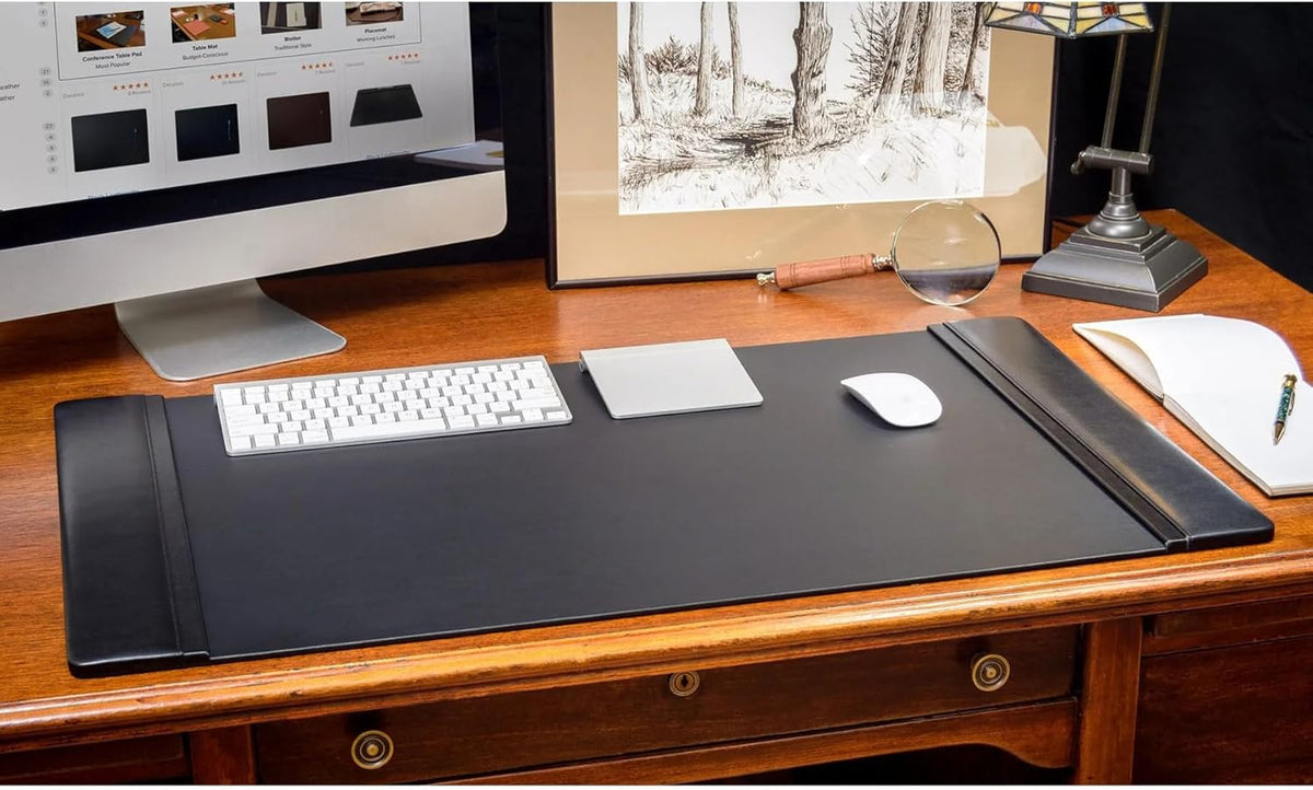Black Leather 11-Piece Desk Set I96221