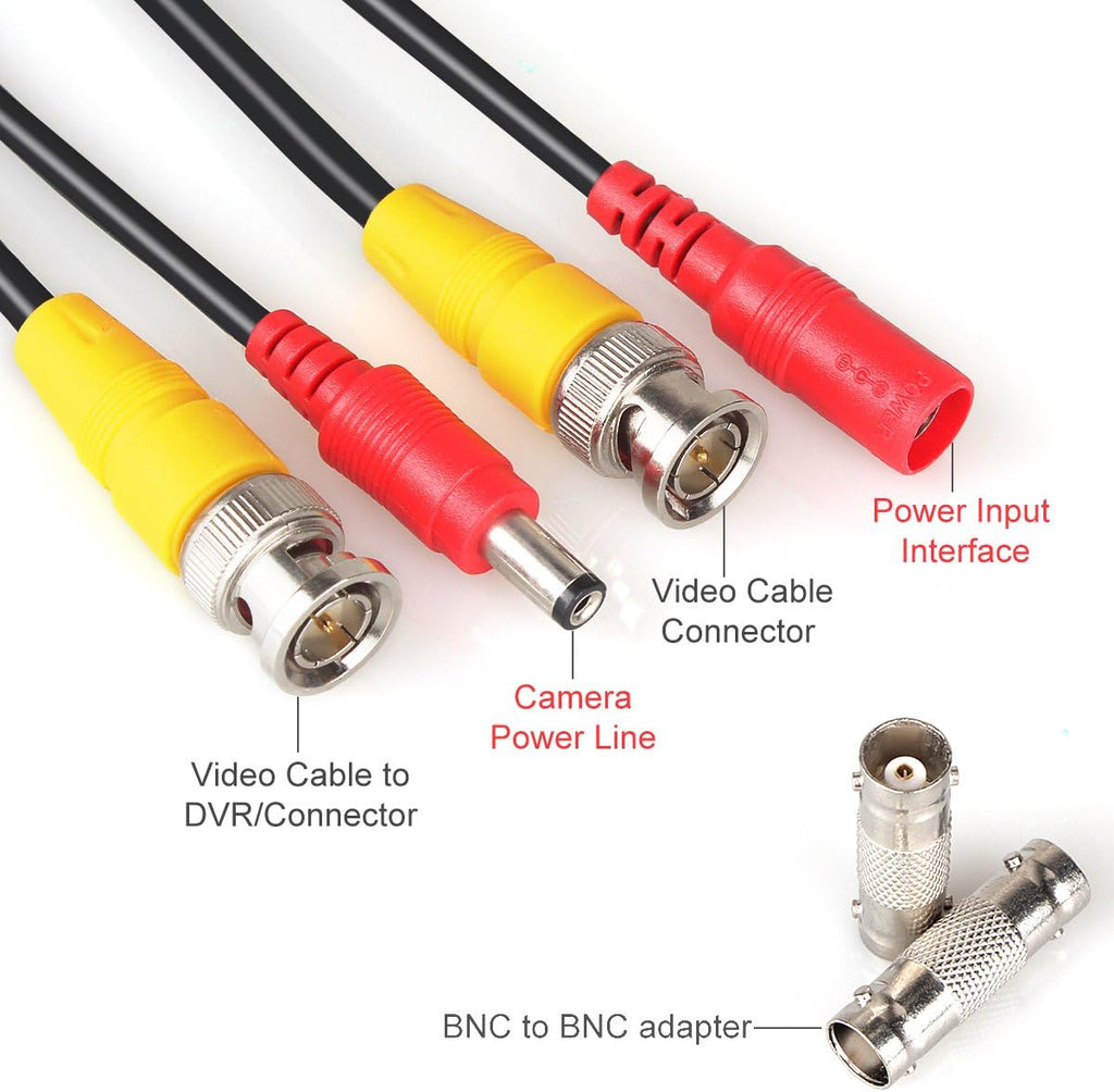 200ft 4Pack Siamese Video and Power Security Camera Cable with 2 Female Connectors A7567