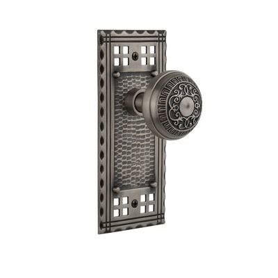 Antique Pewter Single Dummy Door Knob with Long Plate H6178