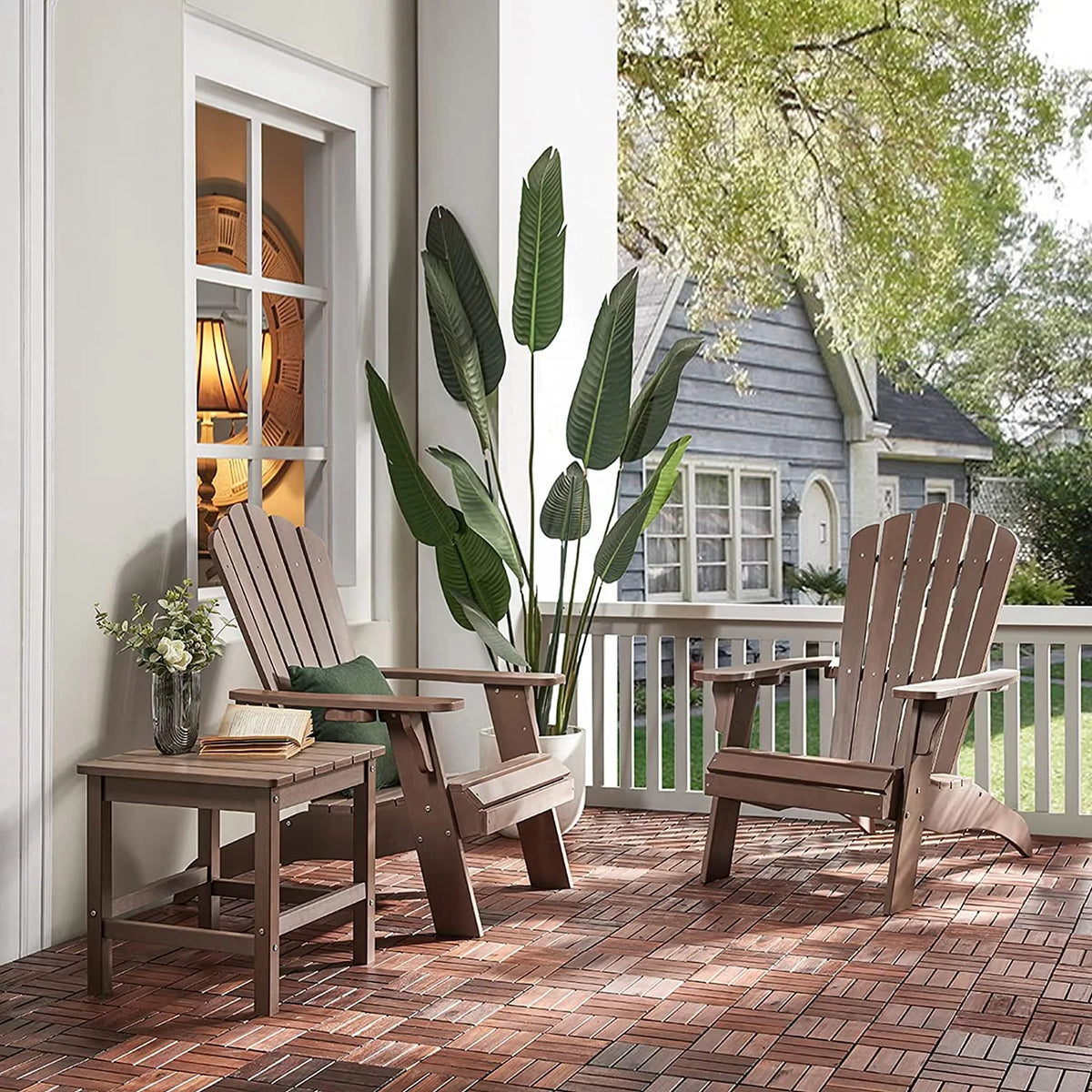 Oversized Poly Lumber Outdoor Side Table (Brown) L112013