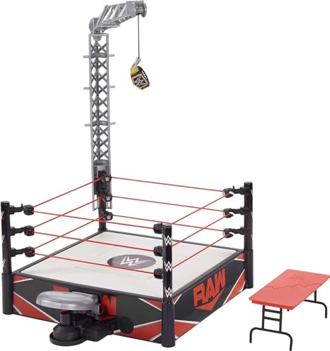 WWE Wrekkin' Kickout Ring Playset with Launcher, Crane, Championship, 13-inch x 20-inch V115563