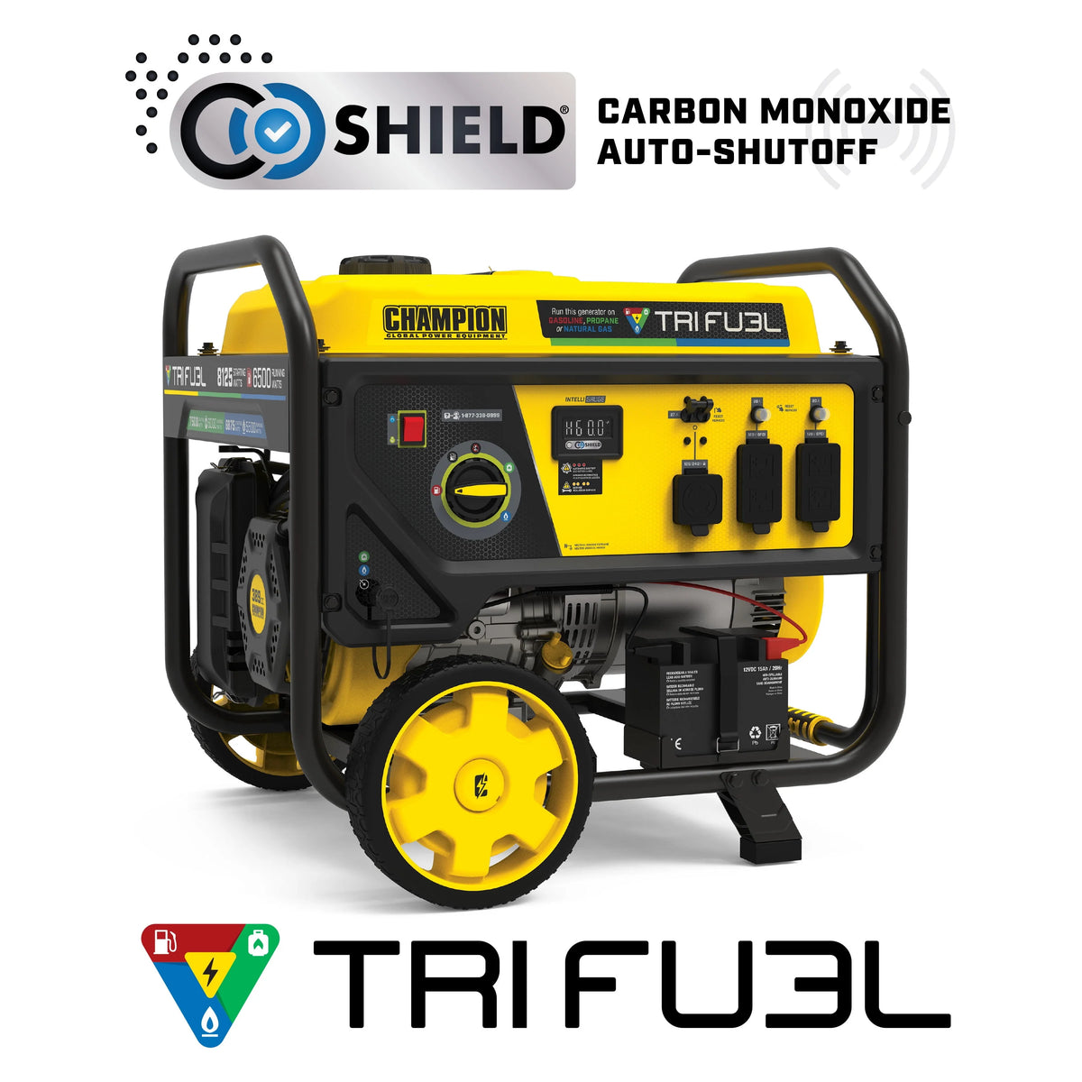 6500-Watt Tri-Fuel Portable Generator with Electric Start P49445
