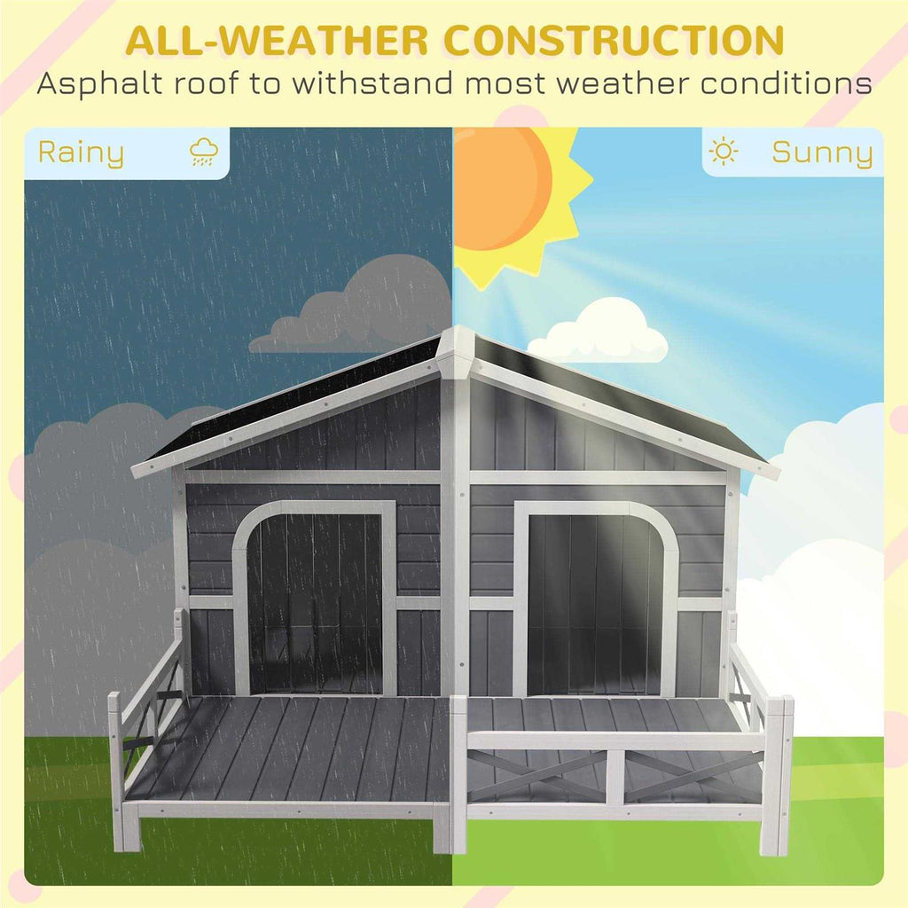 Large Wood Dog House with Porch Deck T5800