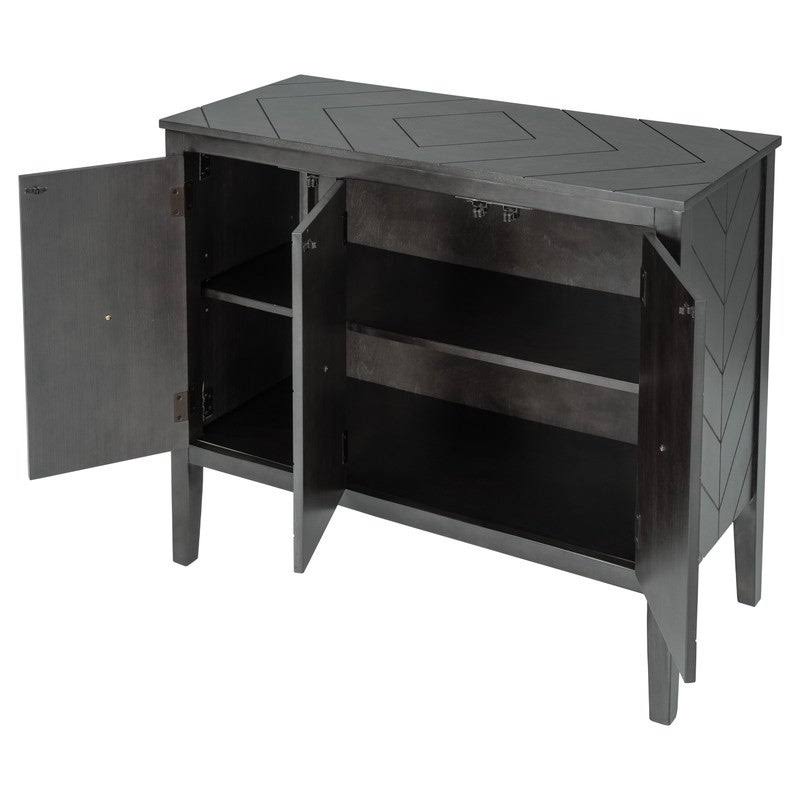 Grey Wooden Accent Storage Cabinet with Adjustable Shelf A5621