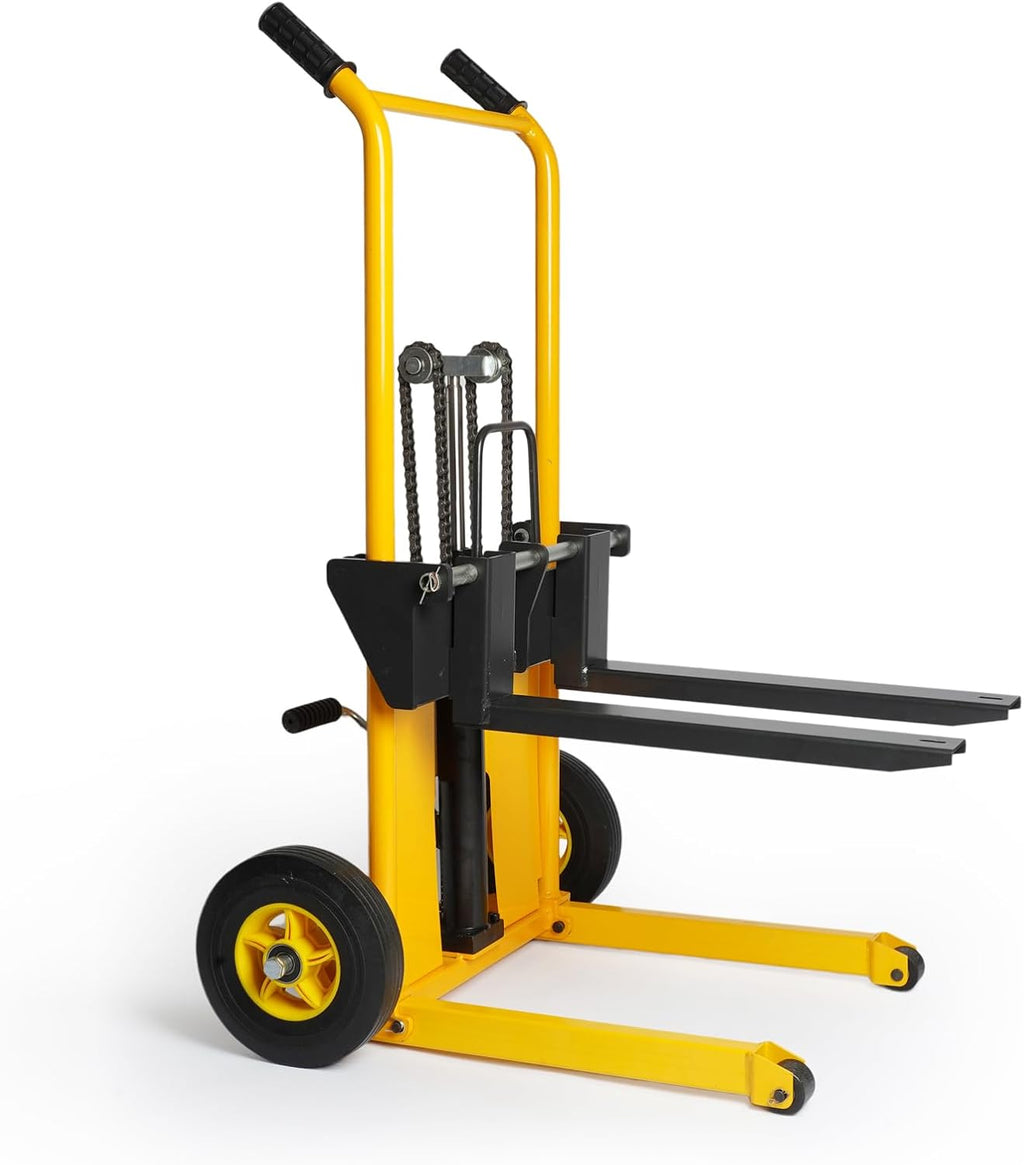 440 lbs Capacity 35" Lift Height Adjustable Forks Fixed Legs Pallet Stacker W21142
