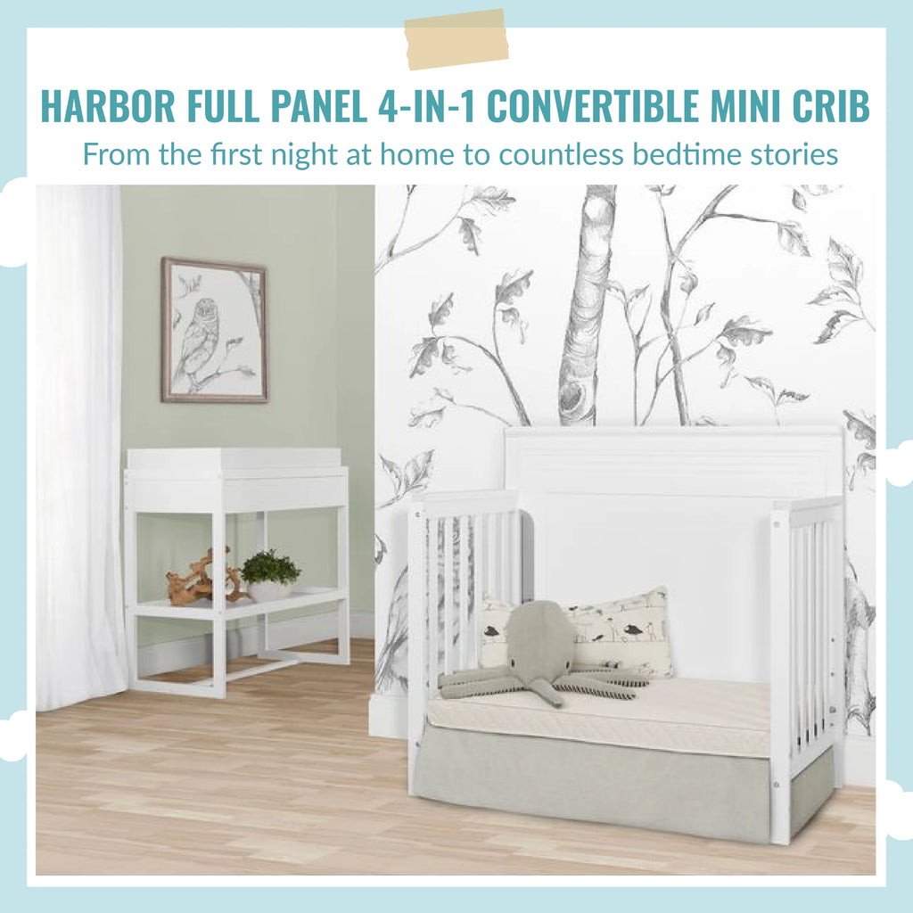 White 4-in-1 Convertible Mini Crib P3028