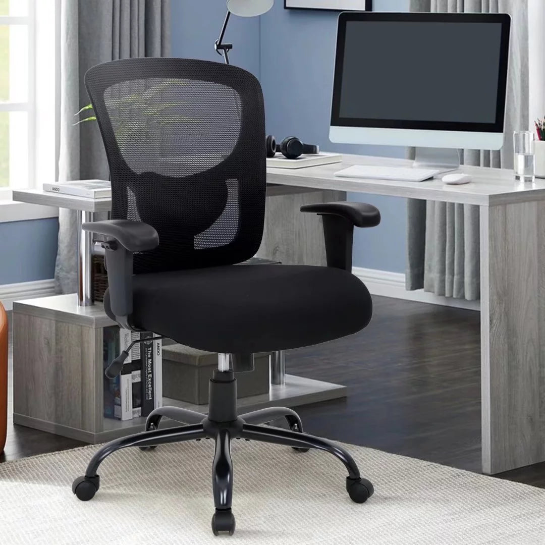 Black Mesh Ergonomic Office Chair 400 lbs with Wheels and Adjustable Arms Y86142