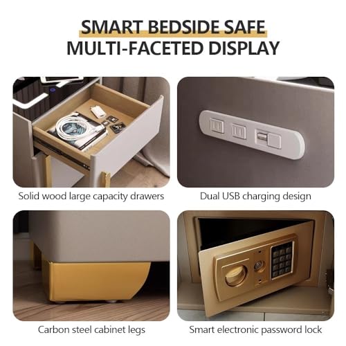 Black Smart Nightstand with Drawer and Safe M49181
