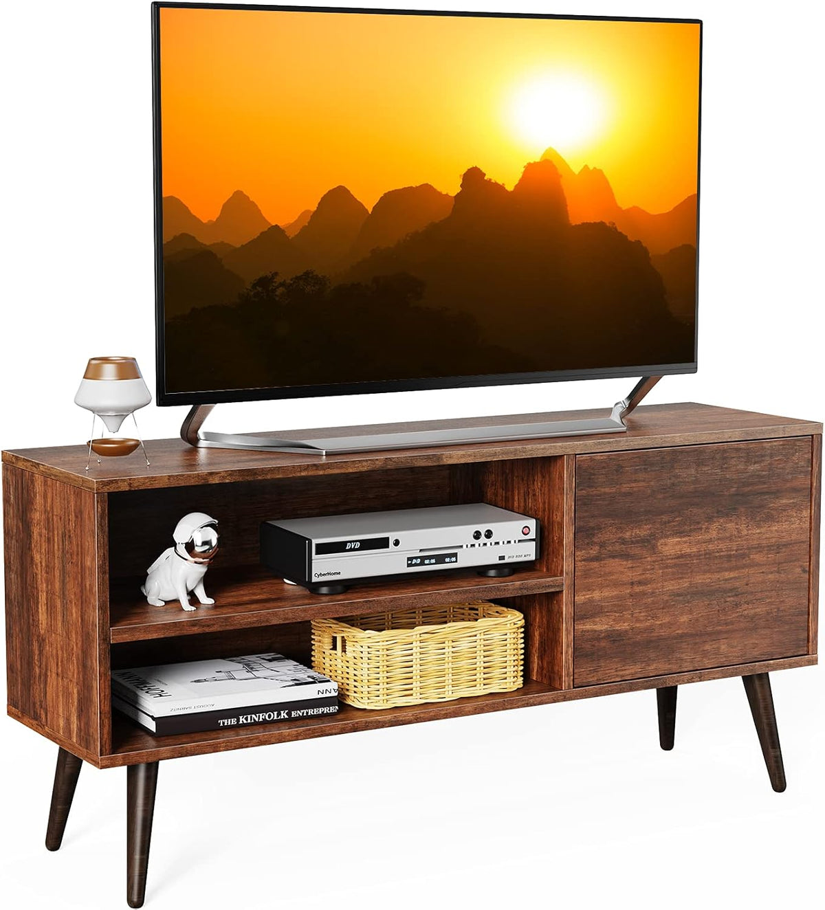 Retro Wood TV Console Table with Storage L64573
