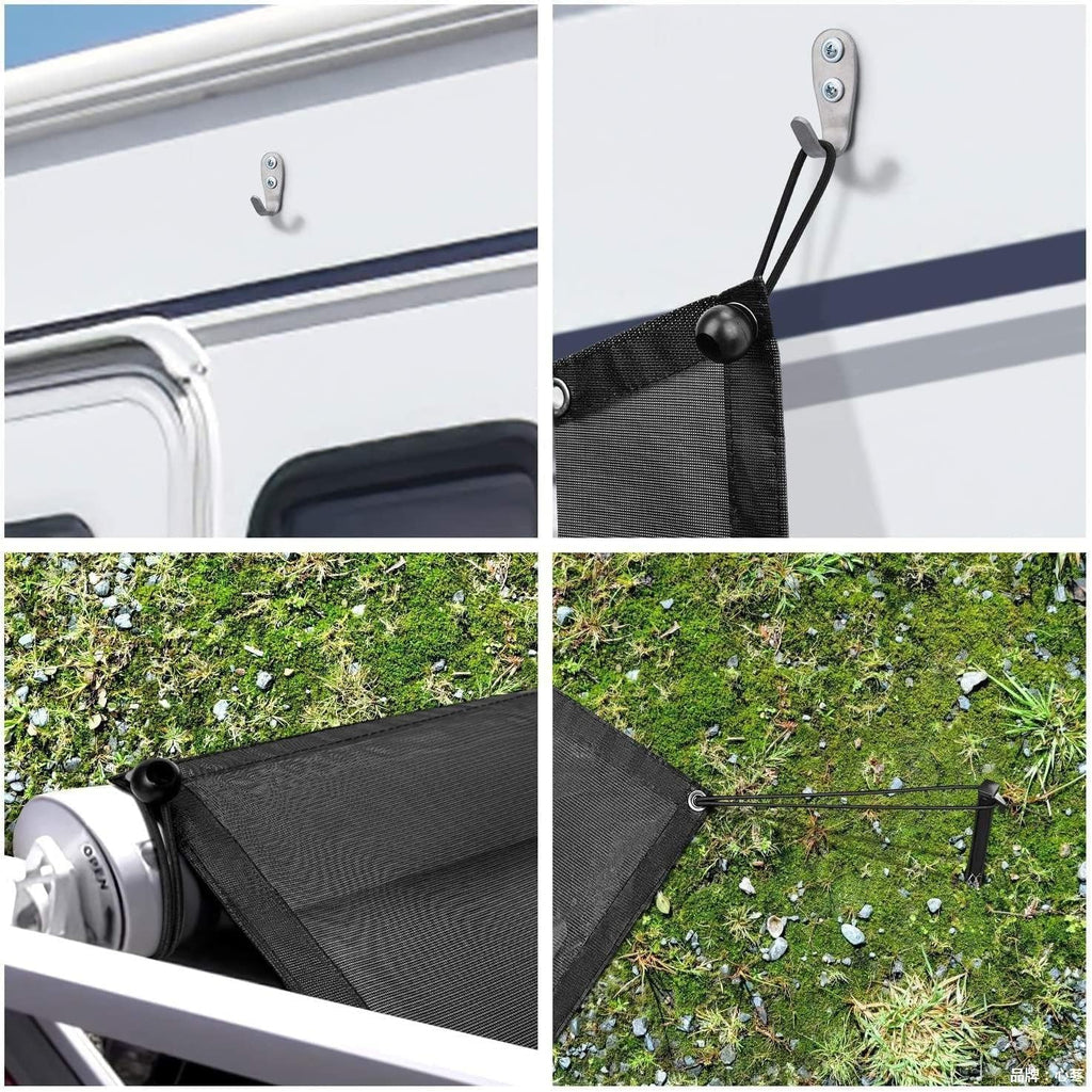 RV Awning Side Sun Shade 9’ x 7’ Black Mesh Screen Kit W844