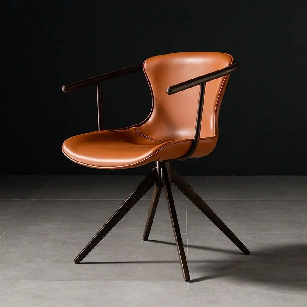 Nordic Retro Leisure Office Chair Leather Armchair Swivel Chair W830314