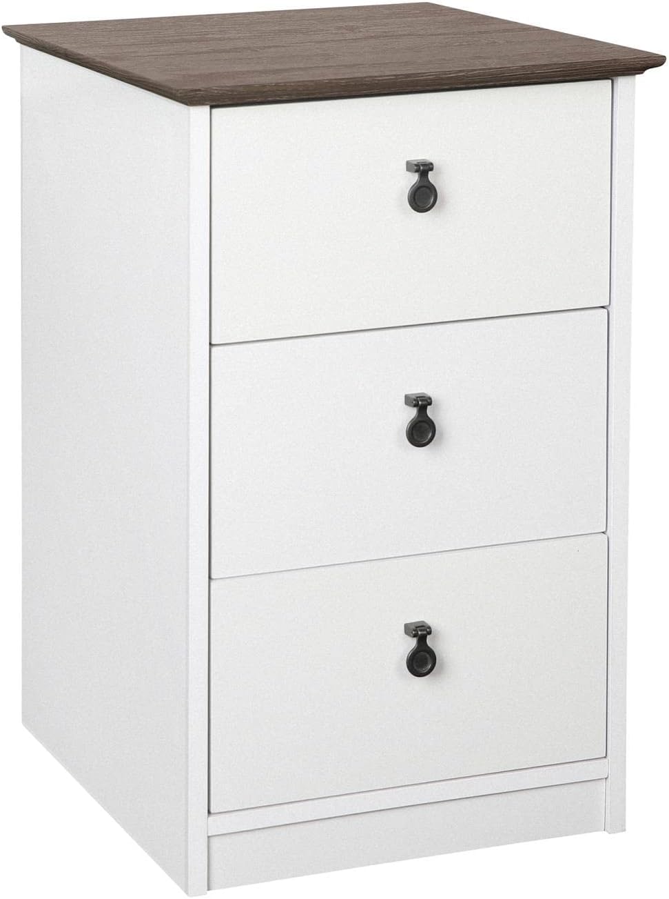 Gray Oak/White 3-Drawer Filing Cabinet S1180