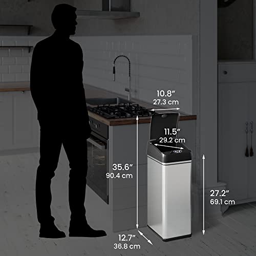 Stainless Steel 16 Gallon Touchless Sensor Trash Can J396