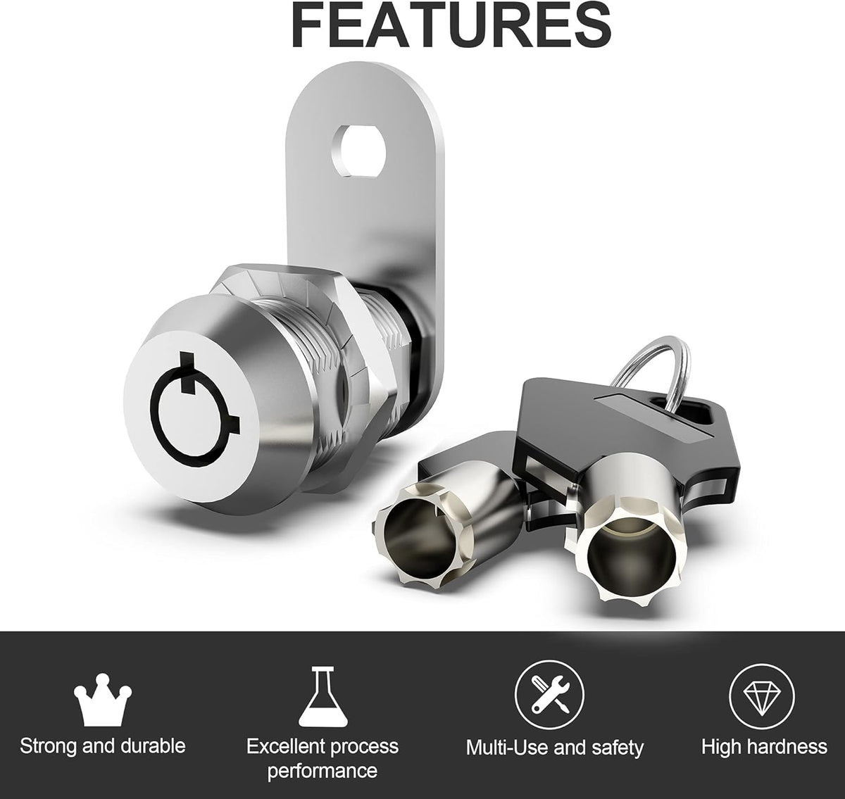 6 Pack 1-1/8 Inch Keyed Alike Zinc Alloy Cam Lock G640293