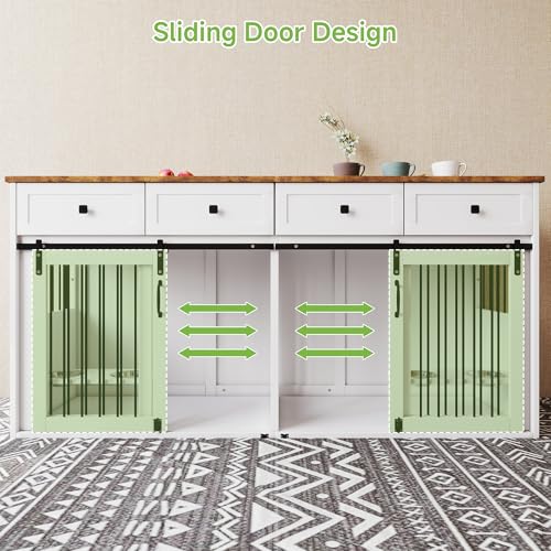 White Wooden Dog Crate Furniture with 2 Drawers O19143