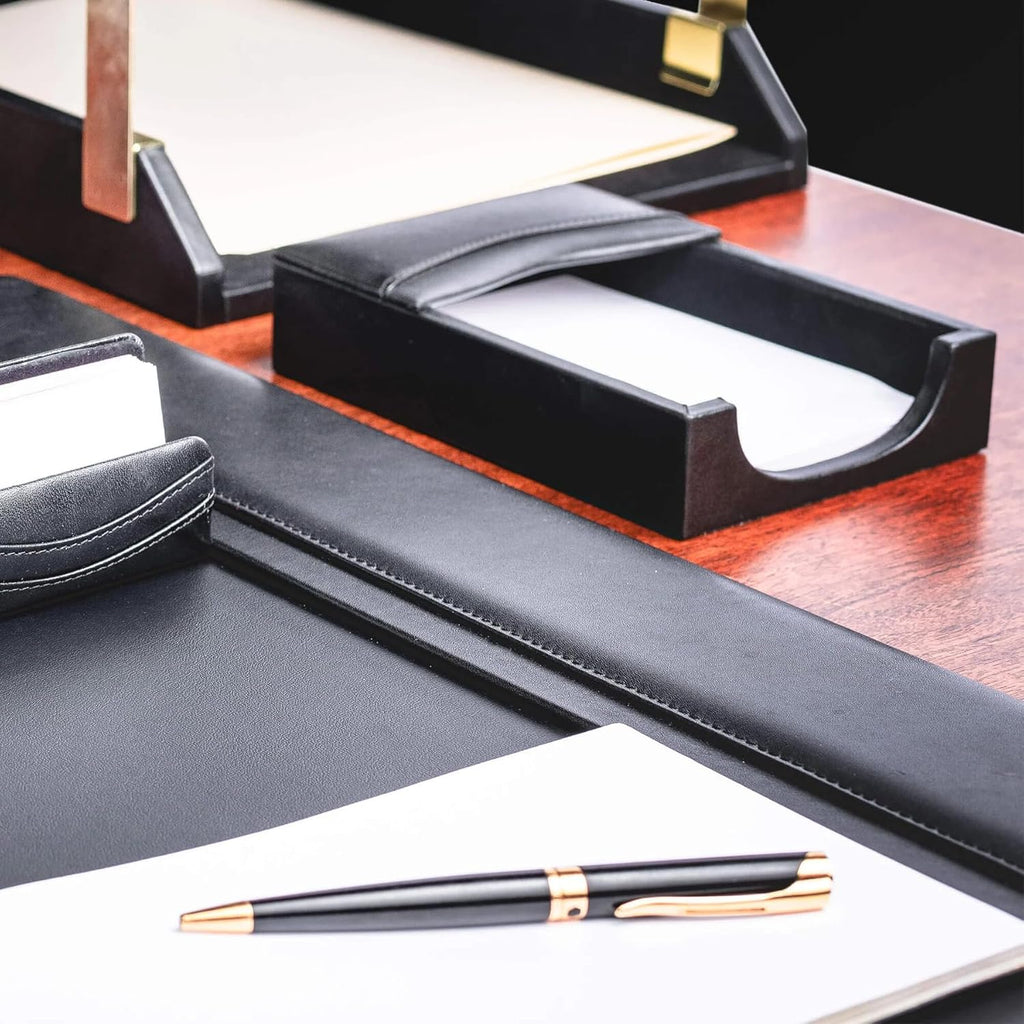 Black Leather 11-Piece Desk Set I96221