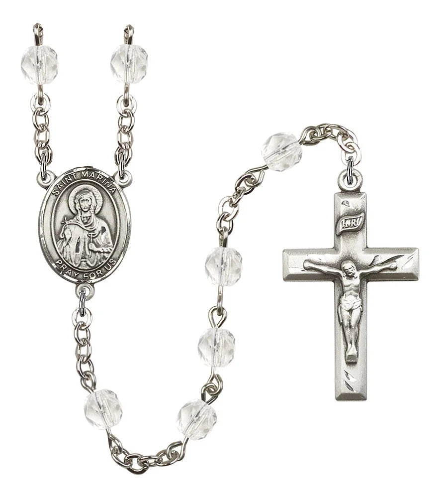 Crystal Silver Plate Catholic Rosary Beads I823