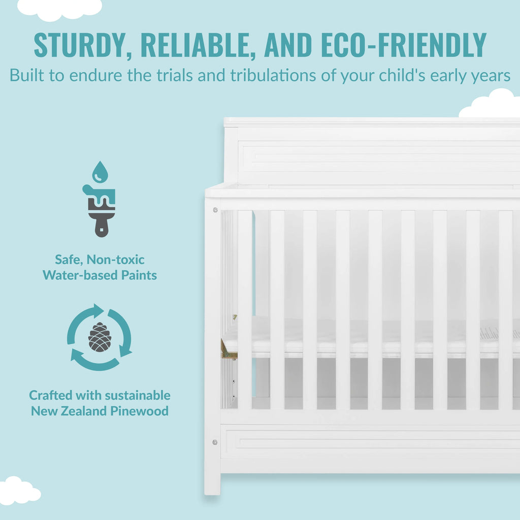 White 4-in-1 Convertible Mini Crib P3028