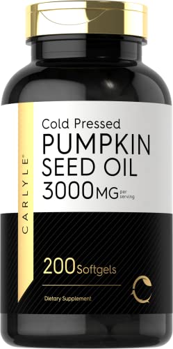 Pumpkin Seed Oil 3000mg 200 Softgel Capsules Non-GMO Gluten Free Cold Pressed Dietary Supplement G9498