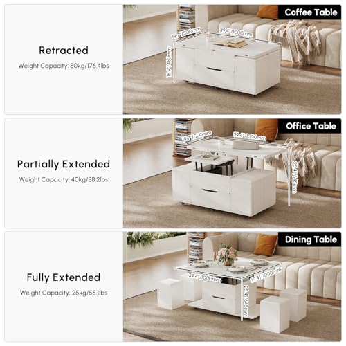 Black Lift-Top Coffee Table with Hidden Storage W4687