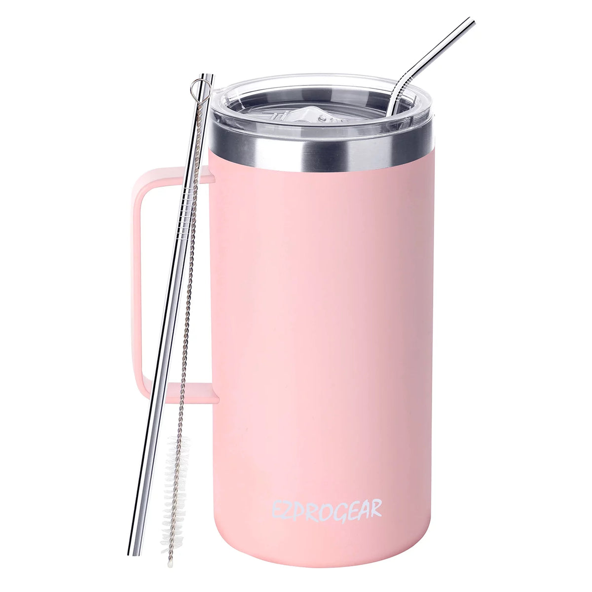 40 oz Stainless Steel Insulated Tumbler with Handle, Lid & Straws H898129