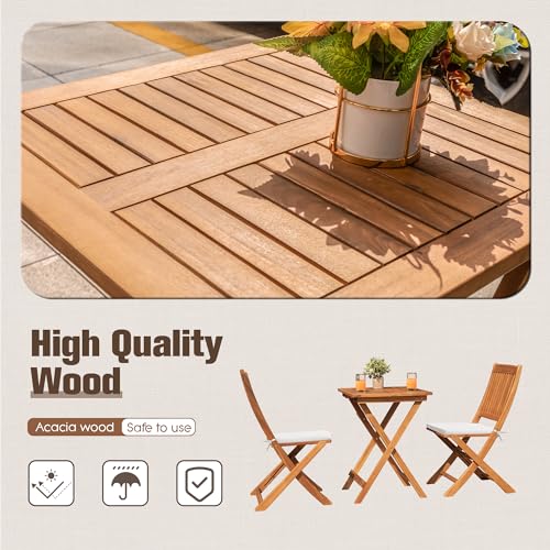 3 Piece Acacia Wood Folding Patio Bistro Set J49530