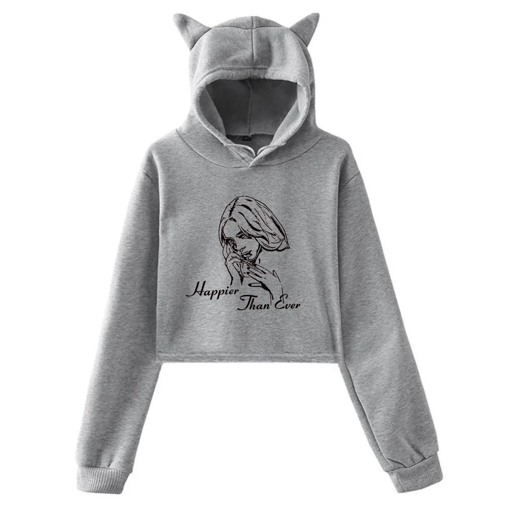 Cat Ears Hoodie Long Sleeve Crop Top P122712