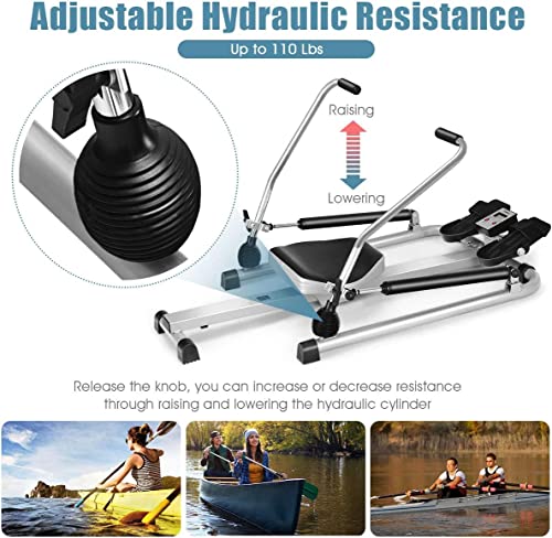 Hydraulic Rowing Machine with LCD Monitor and Adjustable Resistance N702530