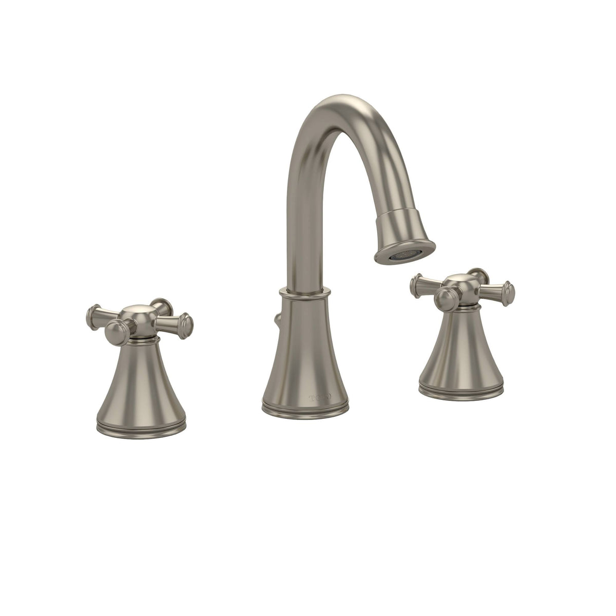 Brushed Nickel Widespread Bathroom Faucet with Cross Handles U52982