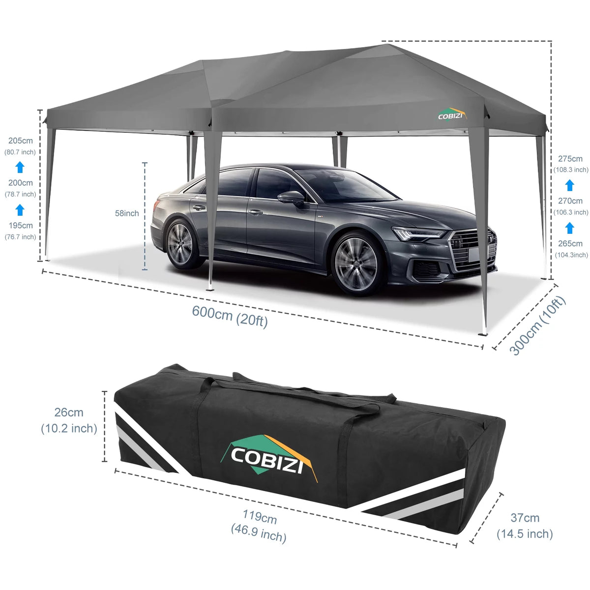 10x20 Pop up Canopy Tent with 6 Removable Sidewalls R961