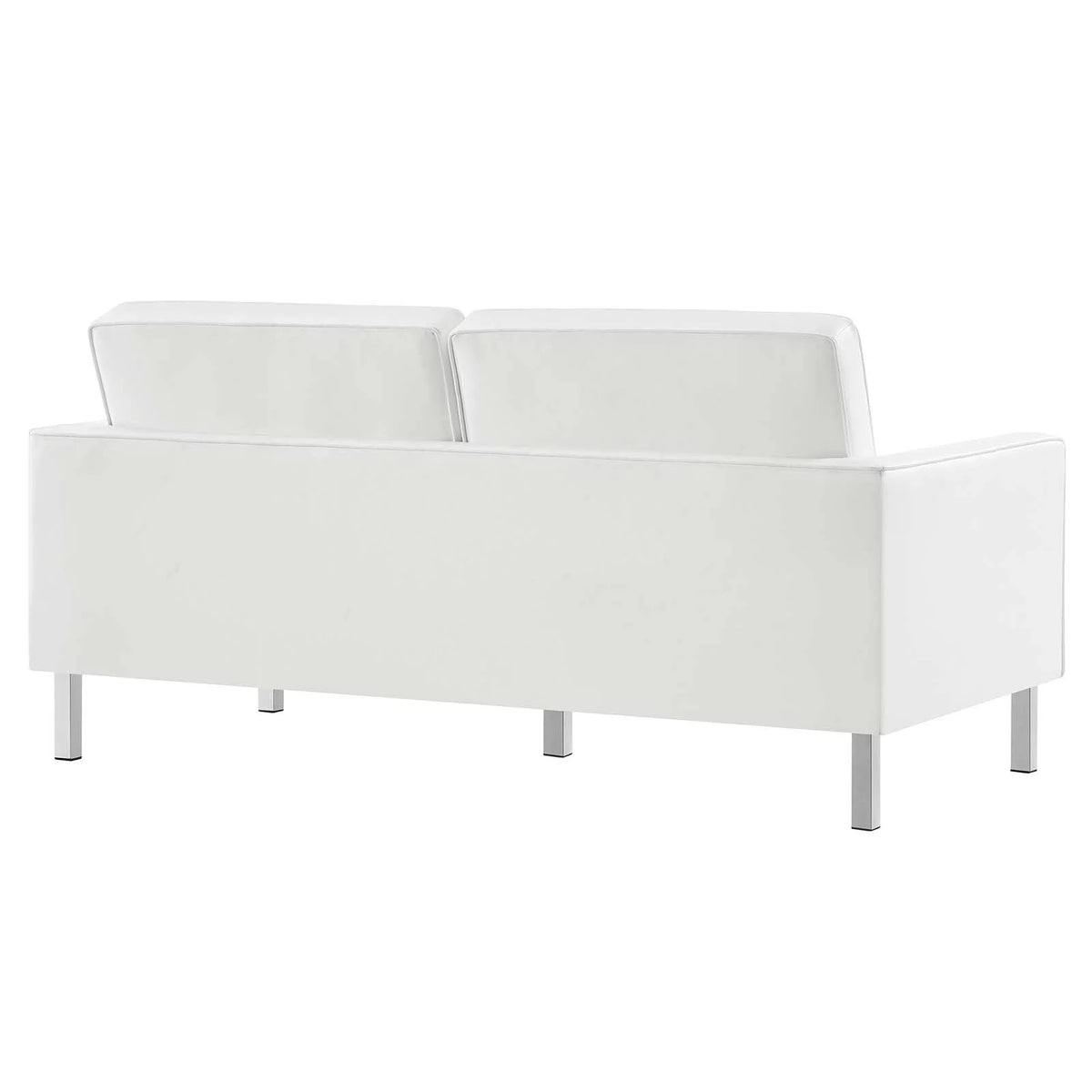 Silver White Tufted Vegan Leather Loveseat W6431