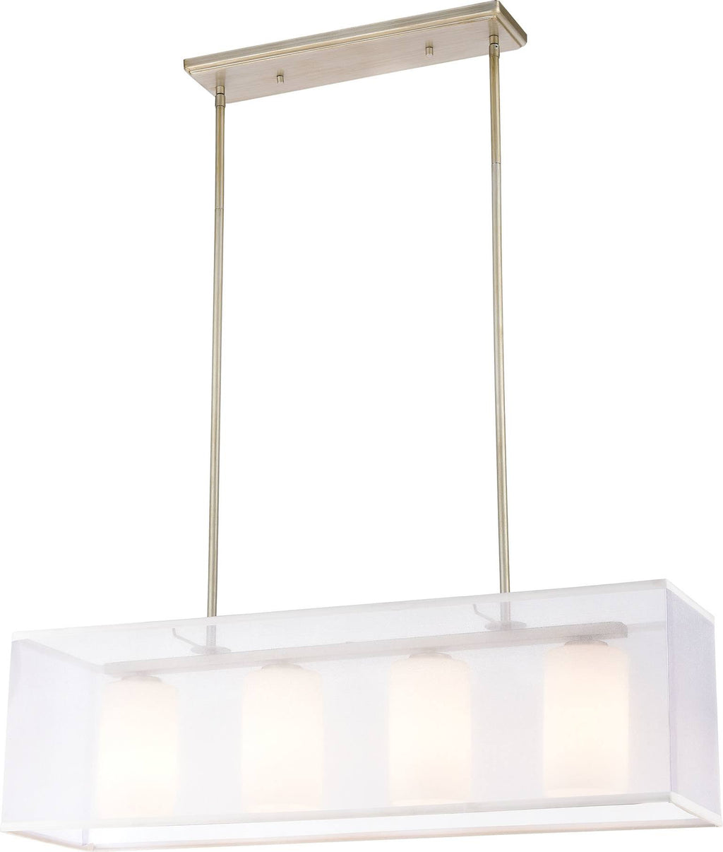 4-Light Island Light in Aged Silver with Frosted Glass Z475