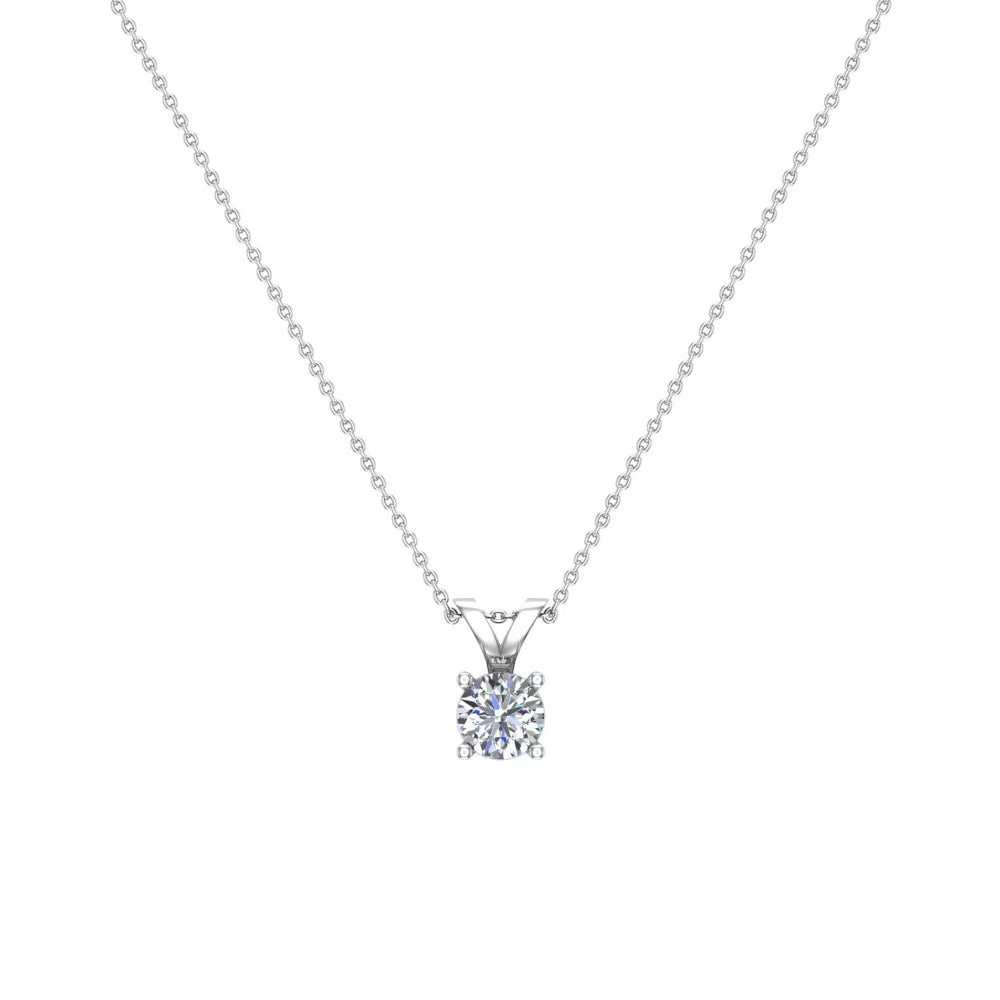 14 Karat White Gold Diamond Solitaire Necklace, 18 Inches D86918