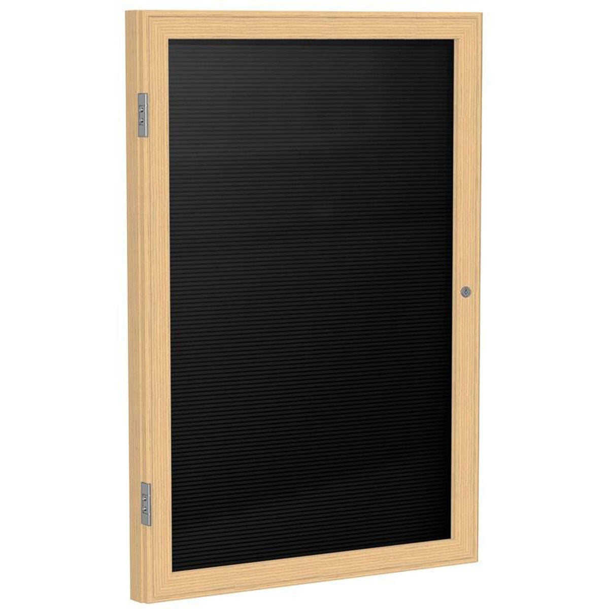 24"x18" 1-Door Oak Finish Enclosed Flannel Letterboard S838