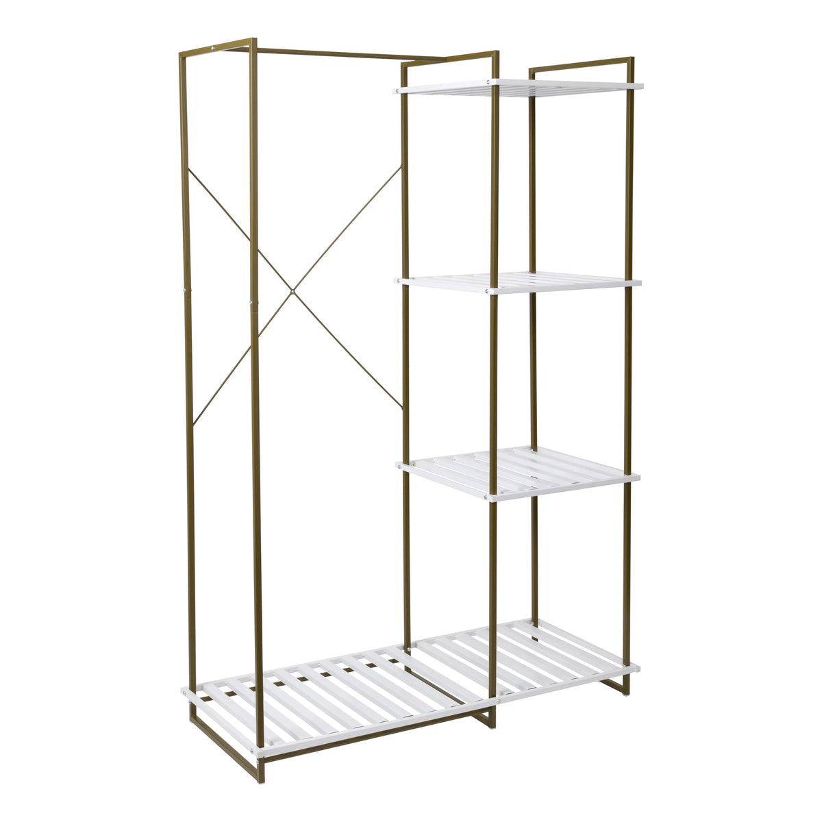 Freestanding Open Metal Closet Wardrobe with 4 Shelves C904652