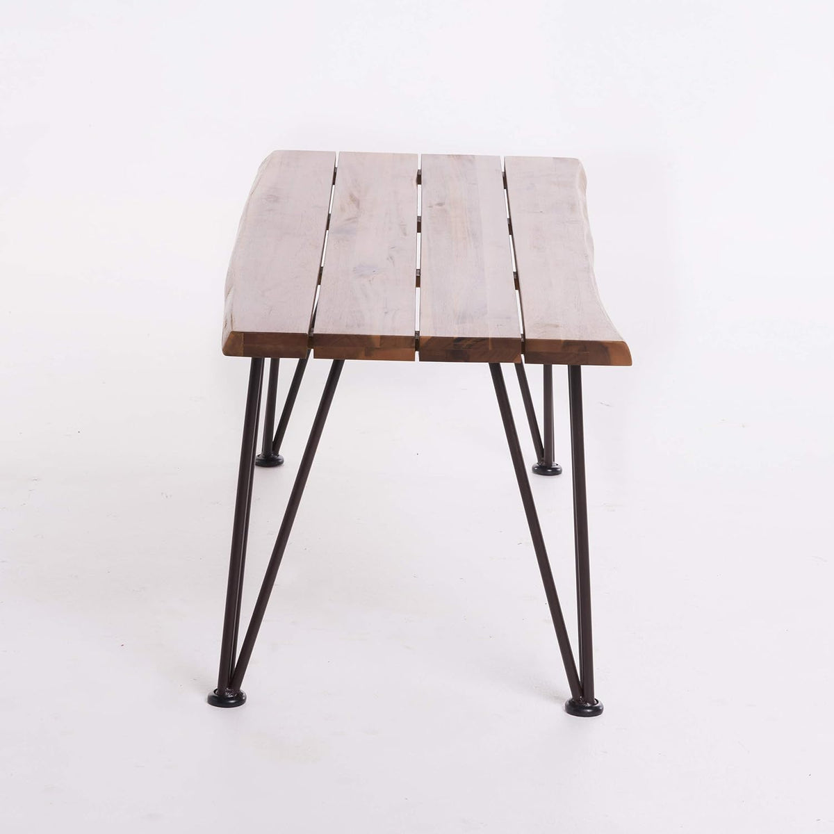 Outdoor Industrial Iron and Teak Finished Acacia Wood Coffee Table I266