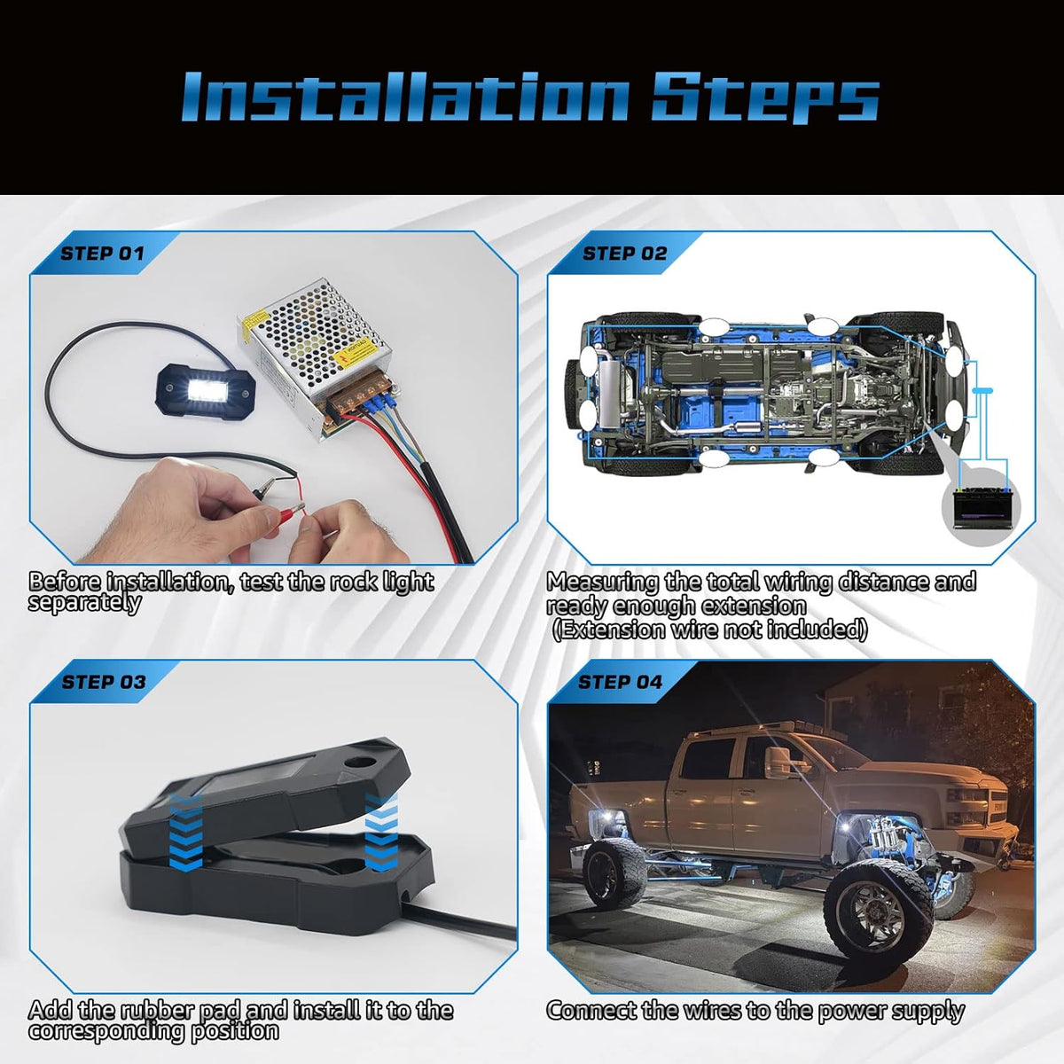 White 12 Pod Waterproof LED Rock Lights H2224