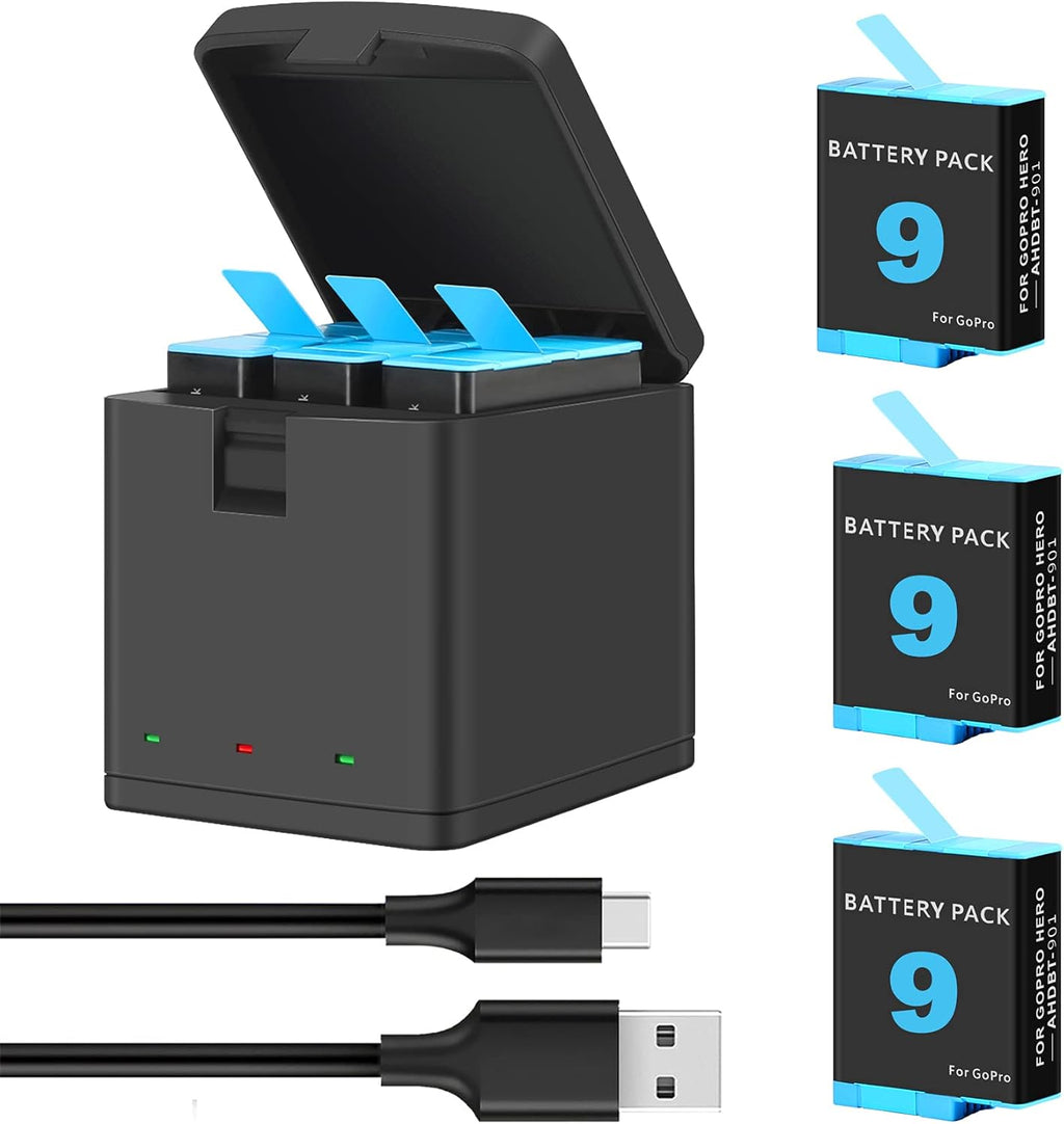 3-Pack 1800mAh Camera Batteries with 3-Channel USB Charger I43350