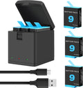 3-Pack 1800mAh Camera Batteries with 3-Channel USB Charger I43350