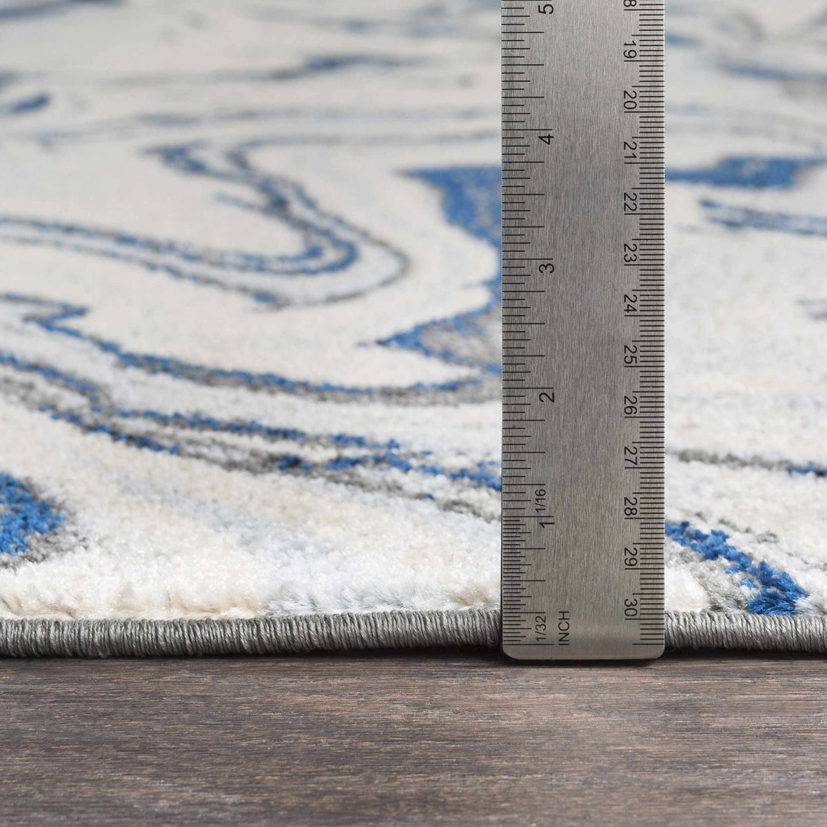 Abstract Coastal Area Rug - Marble Swirl Pattern - Ombre Blue, Royal Blue, Navy Blue, Grey, White - 5'3" x 7'3" V6096