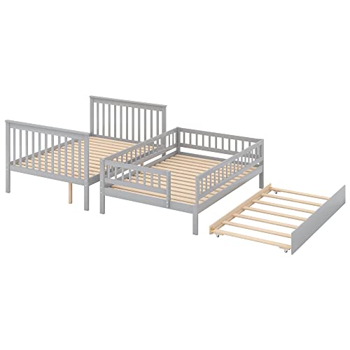 White Solid Wood Twin Size Loft Bed with L-Shaped Desk and Stairs O174021