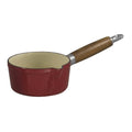 Red Enameled Cast Iron Sauce Pan with Spout and Wood Handle T346