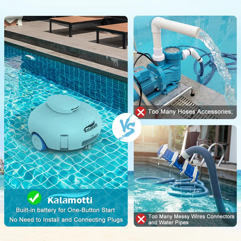 Cordless Robotic Pool Vacuum Cleaner 7500mAh Rechargeable IPX8 Waterproof O311