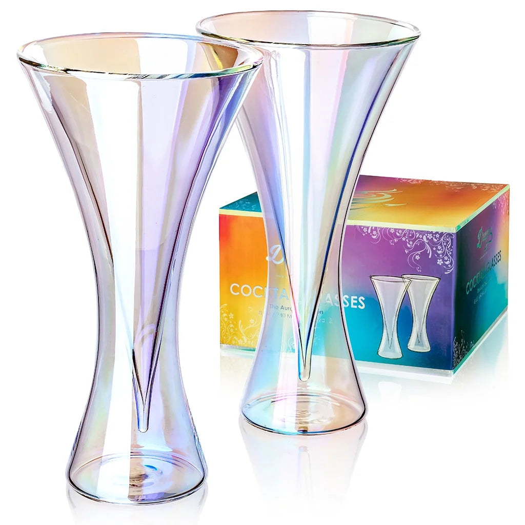 Iridescent Double Wall Insulated 8 oz Martini Glasses Set of 2 X157