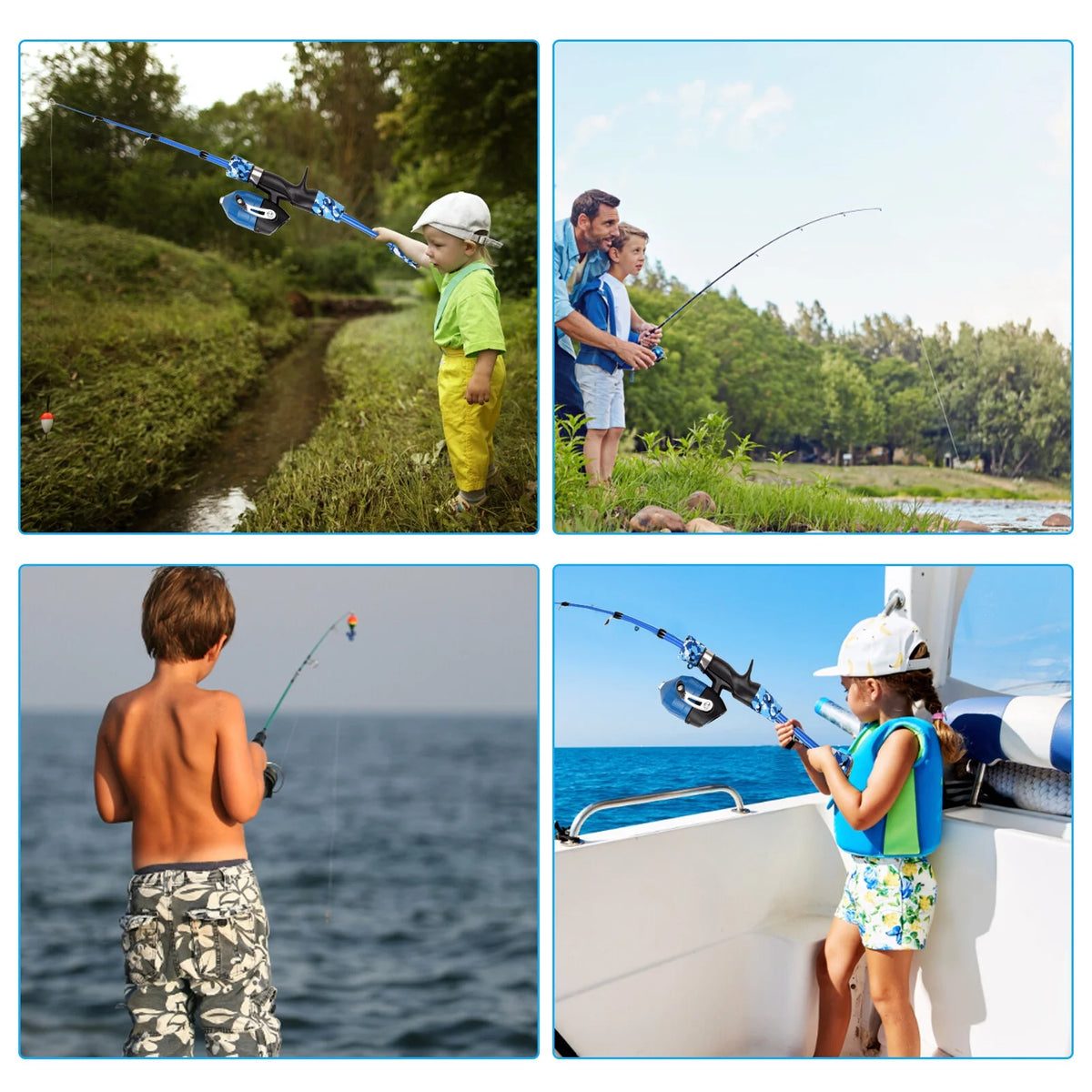 Kids Fishing Rod and Reel Combo Telescopic Casting Rod with Spincast Reel and Carry Bag Y7152